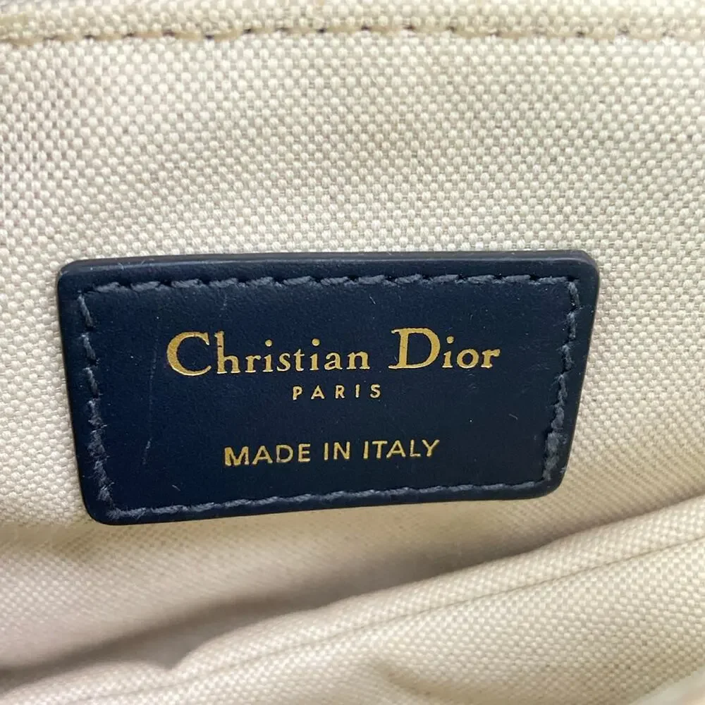 Christian Dior Saddlebag / Trotter Handbag Navy Cream Jacquard Leather